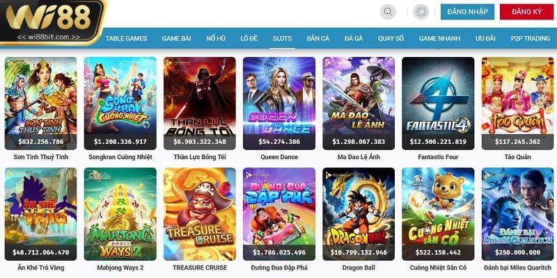 Giải đáp những thắc mắc sảnh Slots Wi88