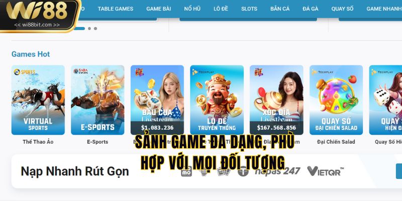 Hàng loạt sảnh game hấp dẫn